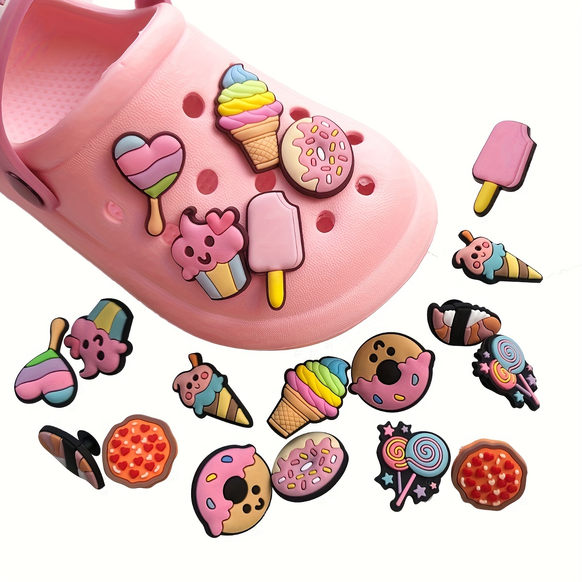 10/20pcs/set Ice-cream Pvc Charms For, Cream & Donut Dessert Charms For Sandals Slippers For Women Girl, Decoration Gifts