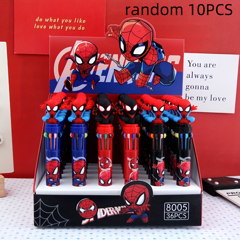 TEMU 10 Penne Marvel -Man Colorate, a Punta , Penne Multicolore per Scrittura, Articoli di Cancelleria