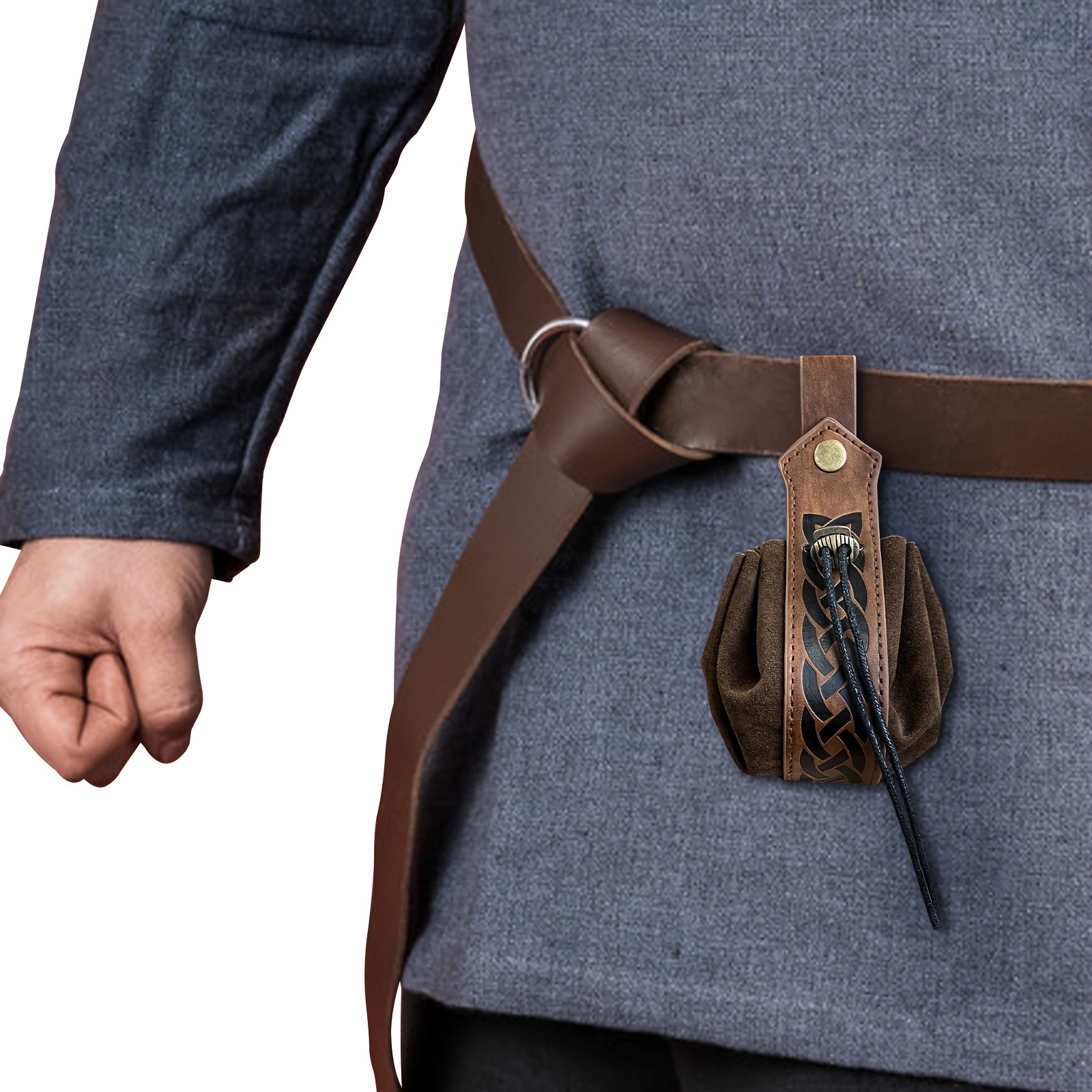 viking style medieval pouch belt loop coin purse vintage - Temu display picture 2