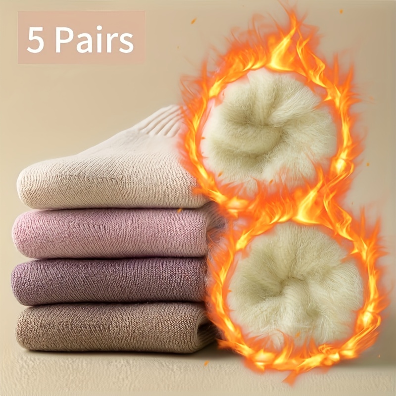 

5 Pairs Of Padded Warm Autumn And Winter Mid-calf Women's Socks Indoor Outdoor Sports Ladies Autumn And Winter Warm Socks