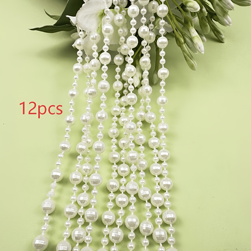 E-shop 12-teiliges Set mit einer Gesamtlänge von 12 Metern/472,44 Zoll, in Weiß, mit glänzenden Perlenketten zur Dekoration, um eine Atmosphäre zu