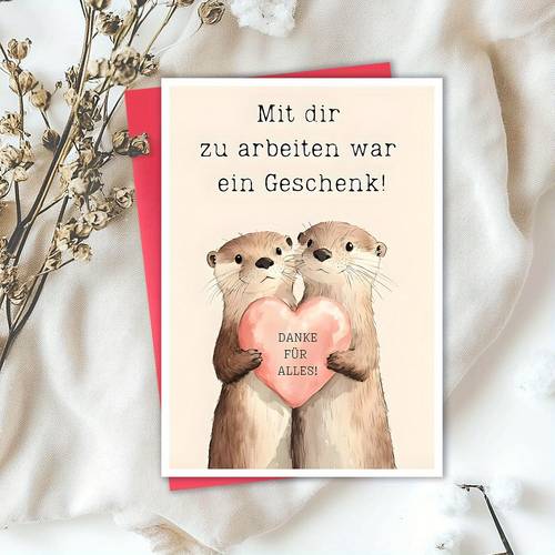 farewell card with envelope cute otter design thank you and goodbye card for colleagues women message for farewell and