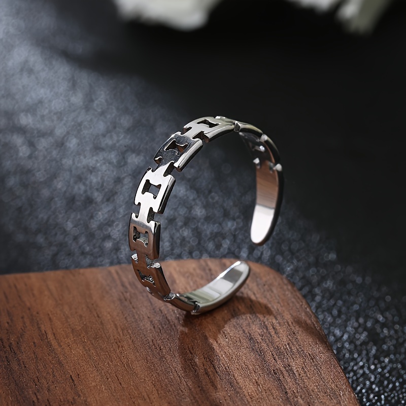 

Geometric Stainless Steel Men's Adjustable Ring