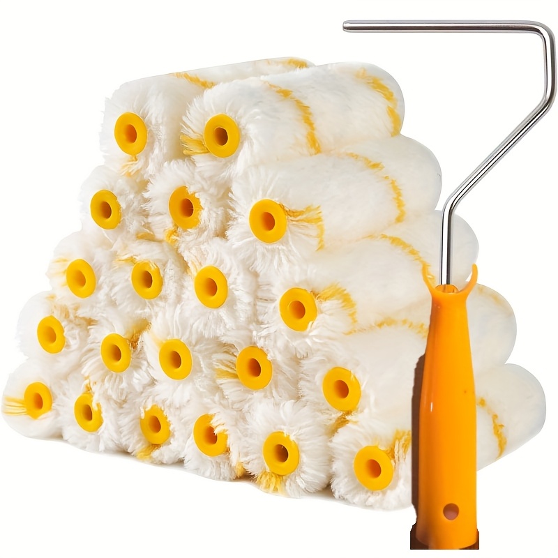 TEMU 21pcs Paint Roller Set, Includes 4-inch Microfiber Rollers With High Absorbency, Mini Fabric Rollers, Lightweight Metal Handles And Ergonomic