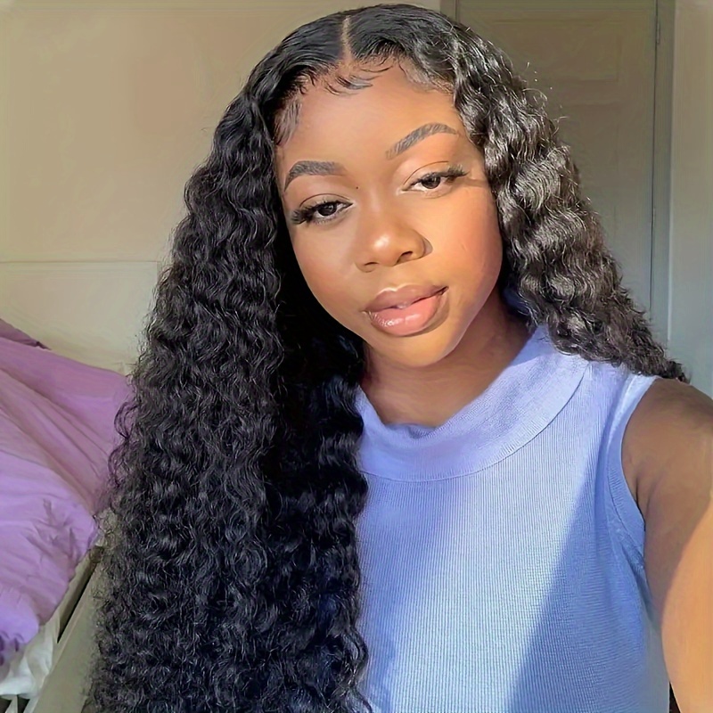 Deep Wave 360 Lace Wigs Human Hair 180 Density Brazilian Temu