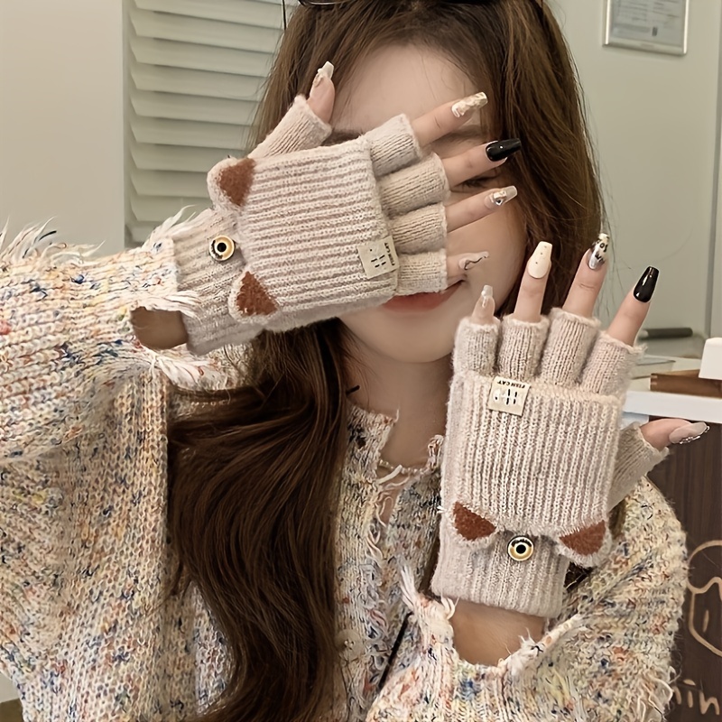 

Knit Cat Ear Gloves - , Fingerless - For | For &