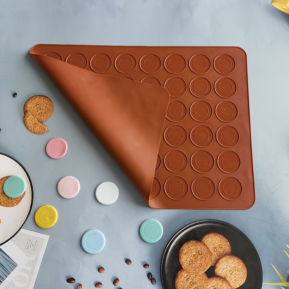 

Tapis de cuisson en silicone pour macarons - Tôle ronde non-adhésive de grande taille professionnelle de 48 cavités pour macarons DIY, moule à chocolat, outil de bakeware non chargé