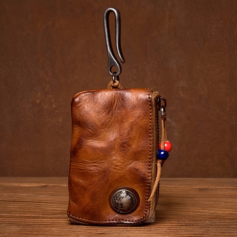 

1pc Top Cowhide Key Bag, Multifunctional Purse, For Men