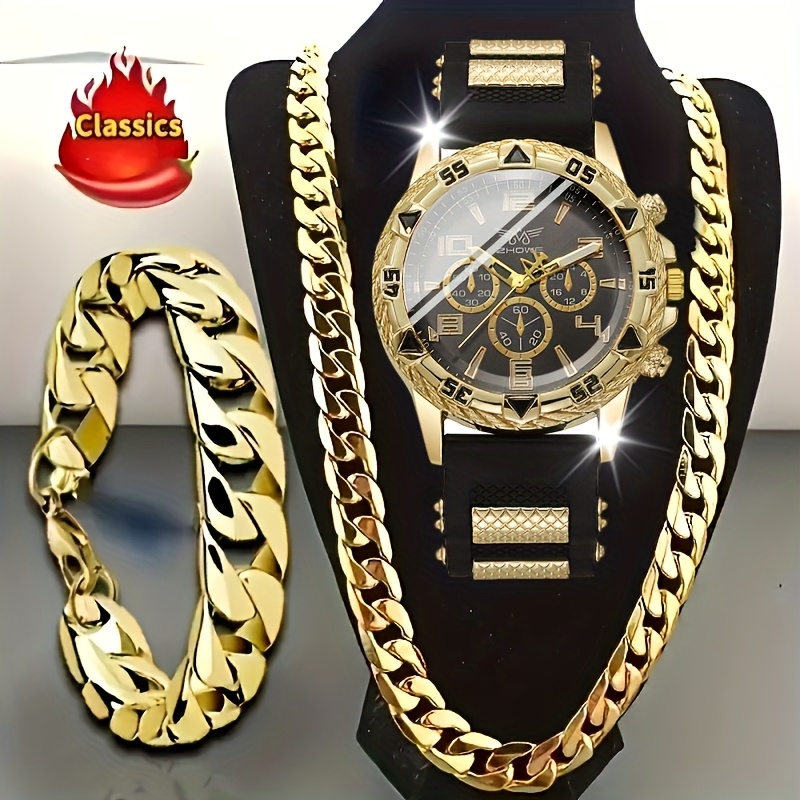 TEMU 3pcs Set Of High-end, Stylish, Versatile Men's Watches, A Perfect Festive Gift For Him Suitable For Valentine's Day, Halloween, Christmas,