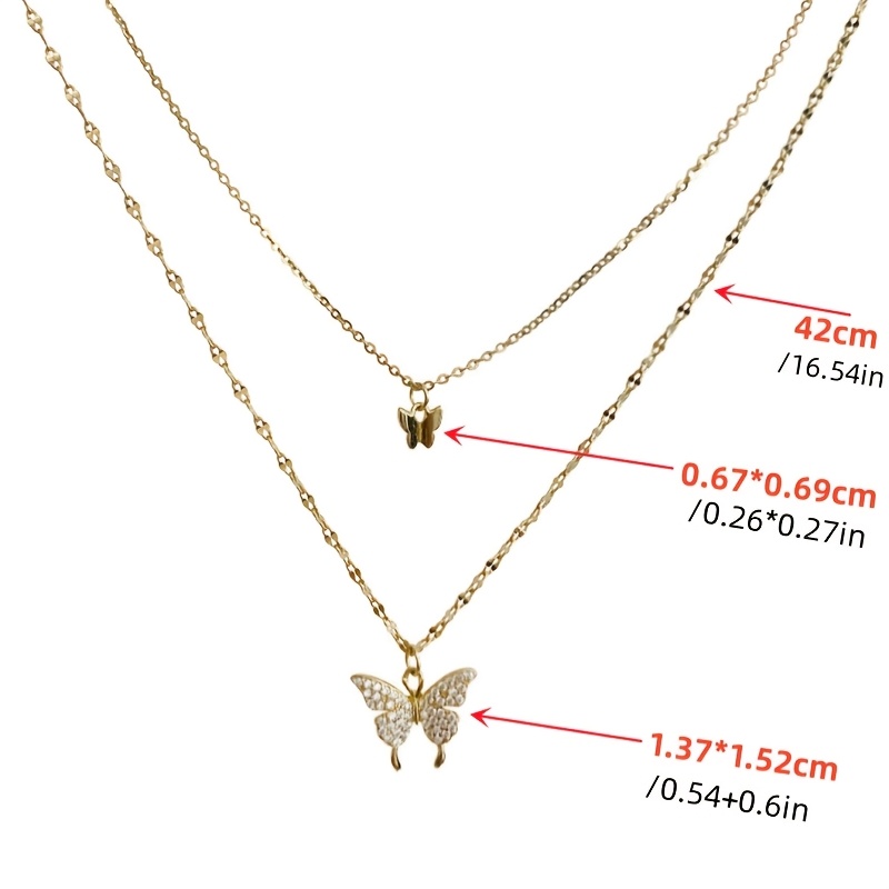 Women's Pendant Necklace & Butterfly Double Layering Set for Holidays