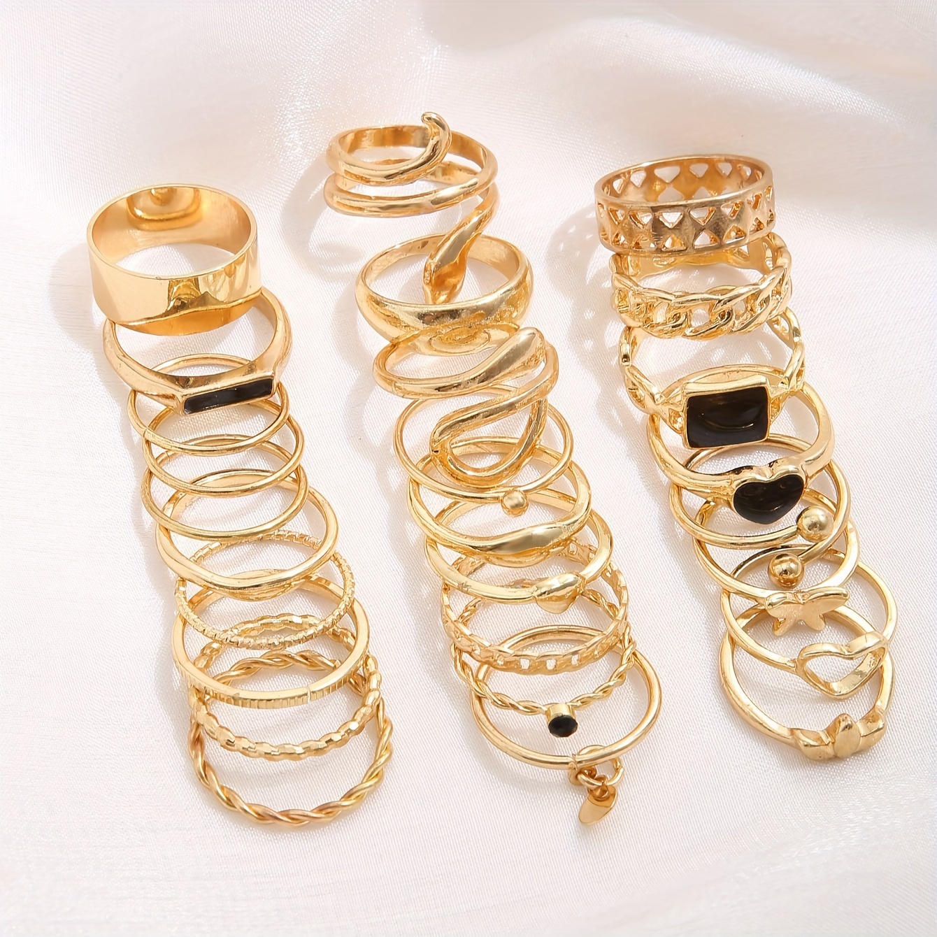 

27pcs Elegant & Chic Ring Set - Alloy With Heart, , Snake, And Geometric Designs - For , Parties, And Gifting