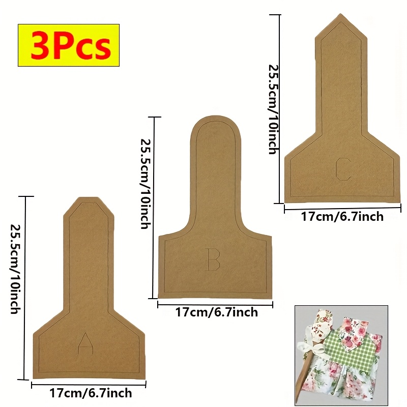 TEMU 3er-Set Dicke Kraftpapier-Nählineal-Vorlagen - ein langlebiges DIY-Reparaturwerkzeug für präzise Messungen, einfach zu bedienen