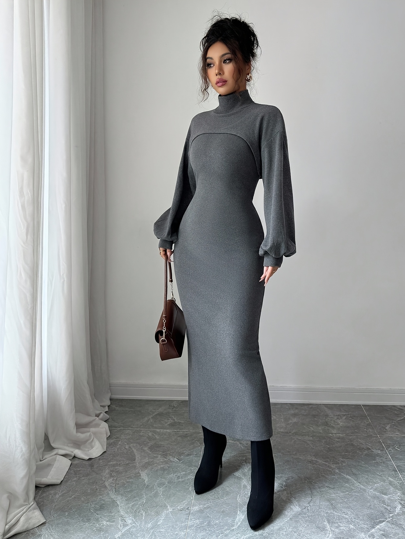 knitted bodycon maxi dress Elegant Crochet-Knit Bodycon Maxi Dress – Twirl Around World main image 0