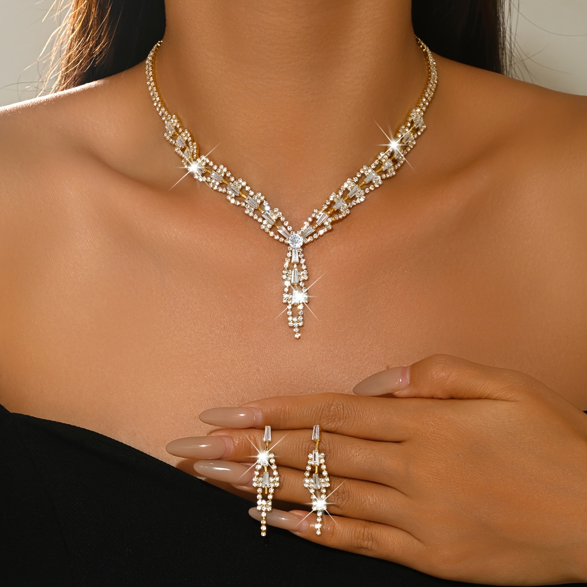 Chic Tailored Embellished Jewelry Set for Wedding Receptions