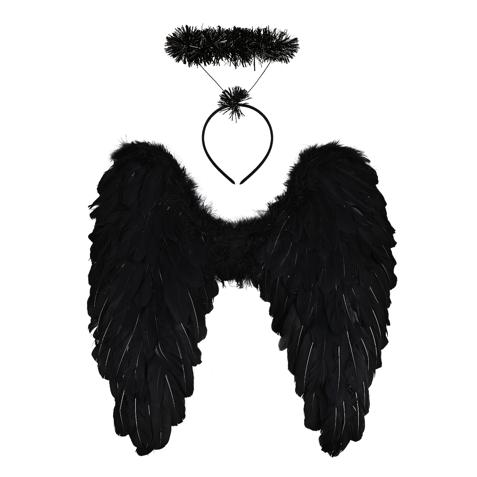 Image of 2pcs Photo Booth Props Wings And Headband, Black And , Size Suitable For Different Ages, Suspender Design, Convenient And Easy To Care For, Party, Wedding Decoration, Role-playing, Great For Photos
