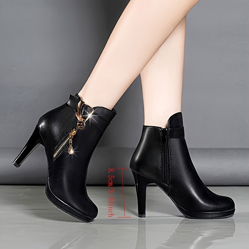 chic womens stiletto ankle boots fashionable solid color with pointed toe side zipper high heel design for casual wear 2