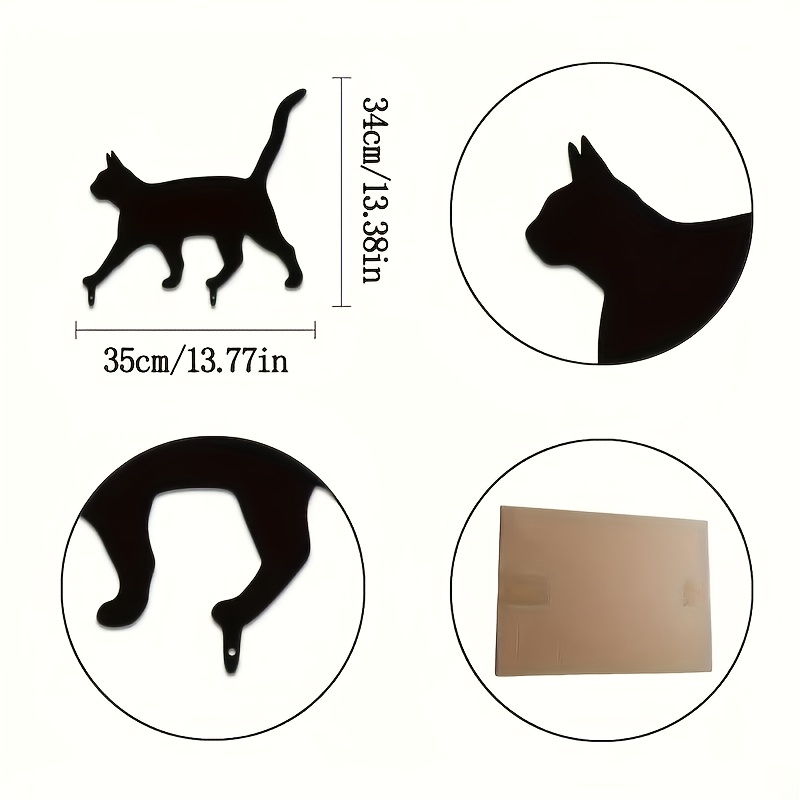 TEMU 2d, 1pc Elegant Metal Black Cat Garden Decor - Rustic Style Fence Art Silhouette Design, Weather-resistant Outdoor Metal Halloween Ornament, No