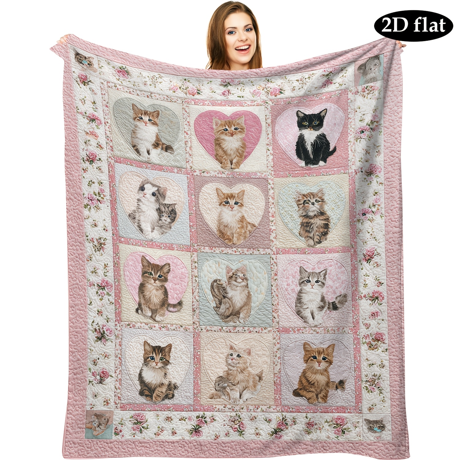 TEMU Couverture en Flanelle Patchwork avec Empreintes de Pattes de Chien - Douce, Toutes Saisons, Idéale pour Offrir à des Amis et de
