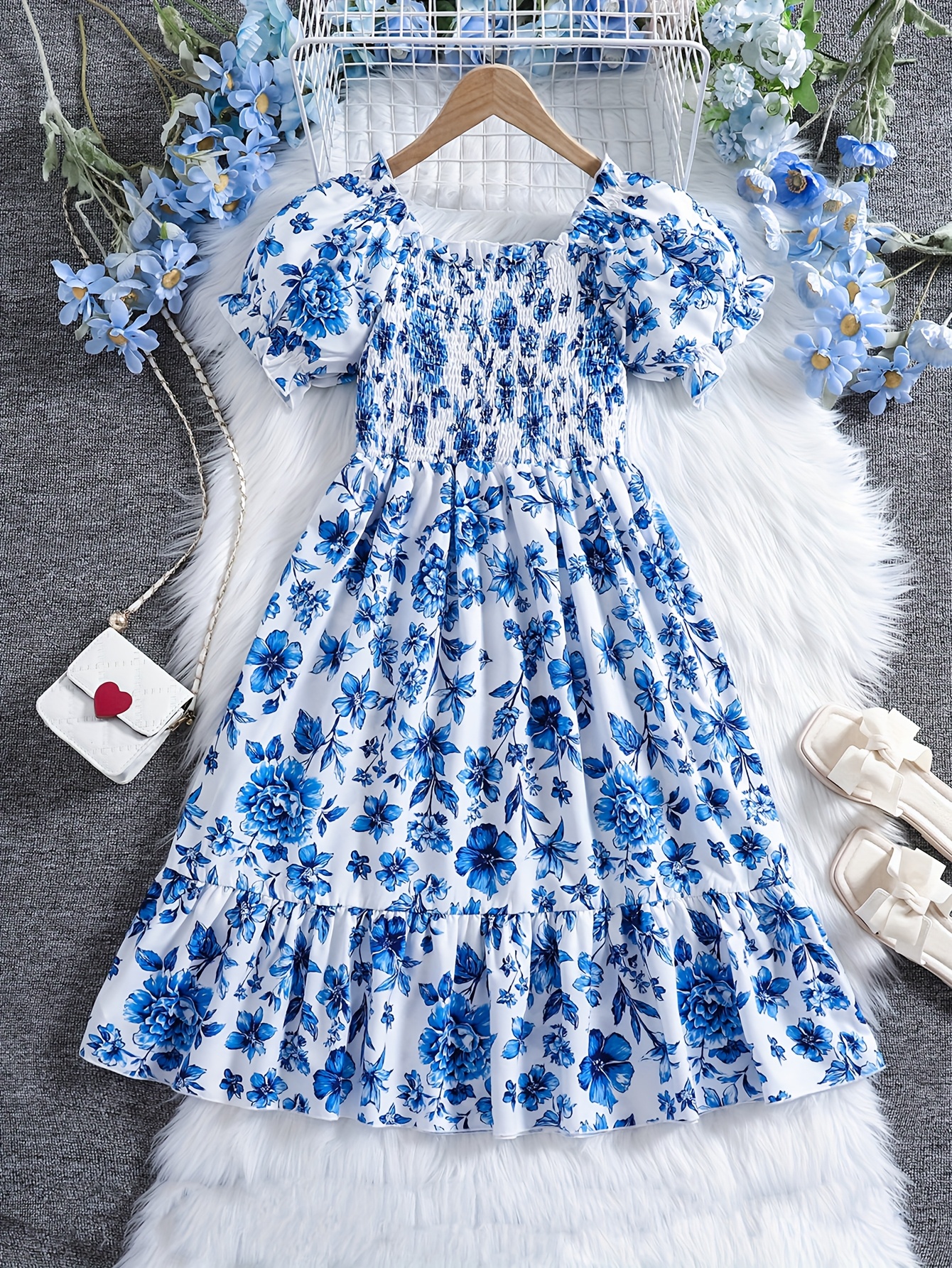 ladies long floral dresses Duntery Floral Off Shoulder Ruffled Chiffon Long Dress