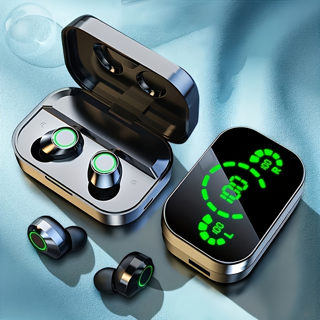TEMU Wireless Earbuds With Digital Display, Bt 5.4, Hifi Hd Stereo & Noise Cancelling For Calls, Usb-c Charging, App & Volume Control, Anime Design,