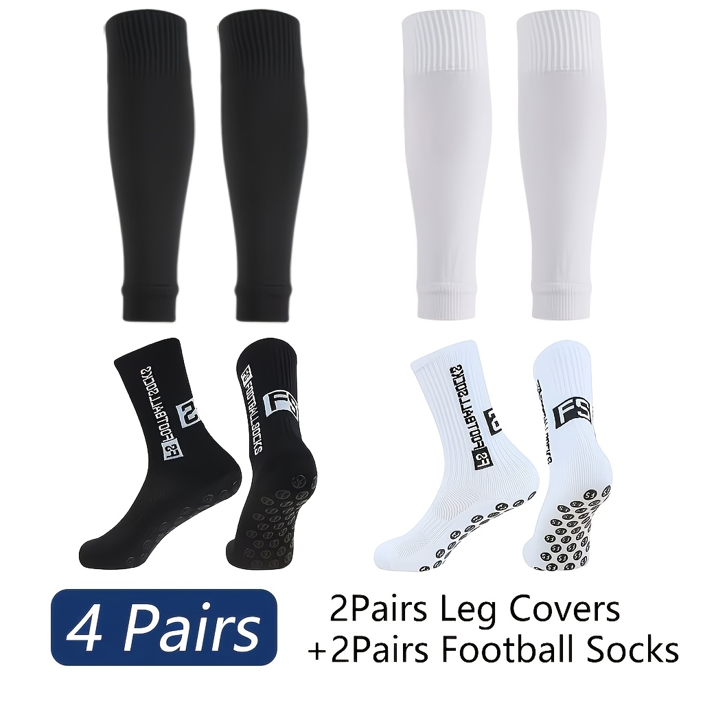 TEMU (random Colors) / 4 Pairs Kids Outdoor Socks Age 6-12 Anti-slip Breathable Durable Style Suitable For Football Basketball Riding Training Soccer