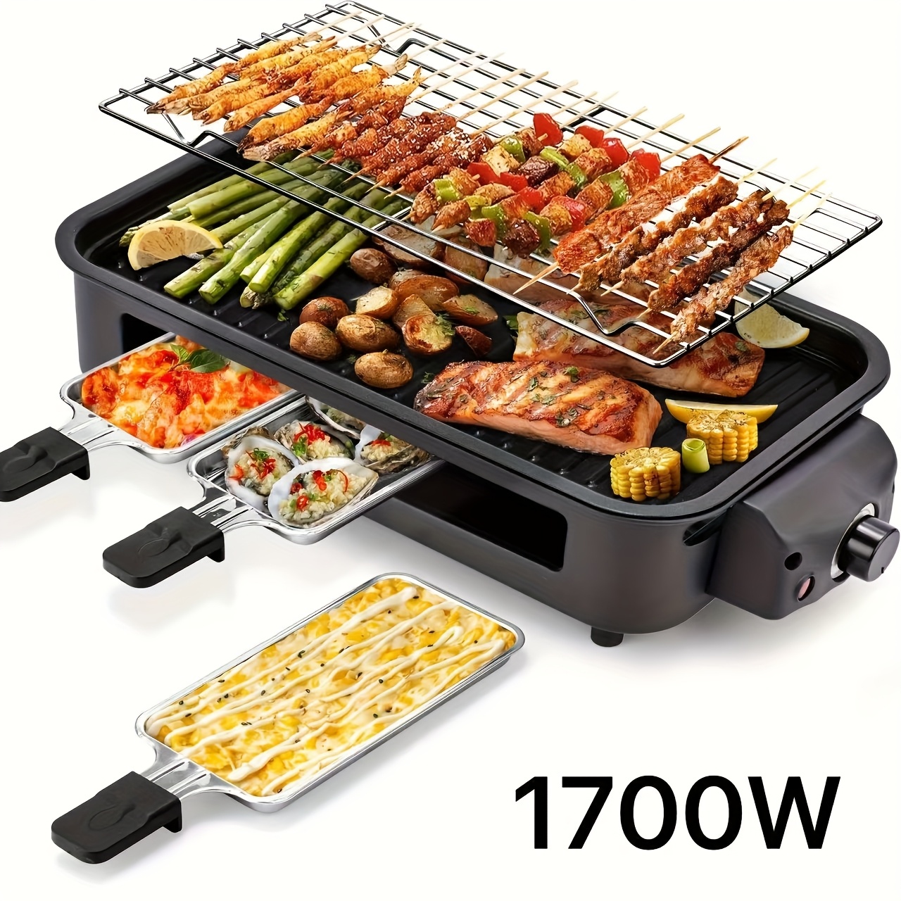 1500W Smokeless Electric Grill with Removable Non-Stick Griddle & Hot Pot - Indoor Portable BBQ Grill with Adjustable Temperature Control, Stainless Steel Construction, Dishwasher Safe - All-in-One Indoor Grill for Searing, Sautéing, Frying - Ideal Gift for Christmas, Housewarming, Birthdays - 201 Stainless Steel, 120V US Plug, Perfect for Small Spaces & Family Cooking, Indoor Grill Portable, Portable Electric Grill, Indoor Grilling, Indoor Grill, Smokeless Indoor Grill, Indoor Grill 9 1500W Smokeless Electric Grill with Removable Non-Stick Griddle & Hot Pot - Indoor Portable BBQ Grill with Adjustable Temperature Control, Stainless Steel Construction, Dishwasher Safe - All-in-One Indoor Grill for Searing, Sautéing, Frying - Ideal Gift for Christmas, Housewarming, Birthdays - 201 Stainless Steel, 120V US Plug, Perfect for Small Spaces & Family Cooking, Indoor Grill Portable, Portable Electric Grill, Indoor Grilling, Indoor Grill, Smokeless Indoor Grill, Indoor Grill - Image 9