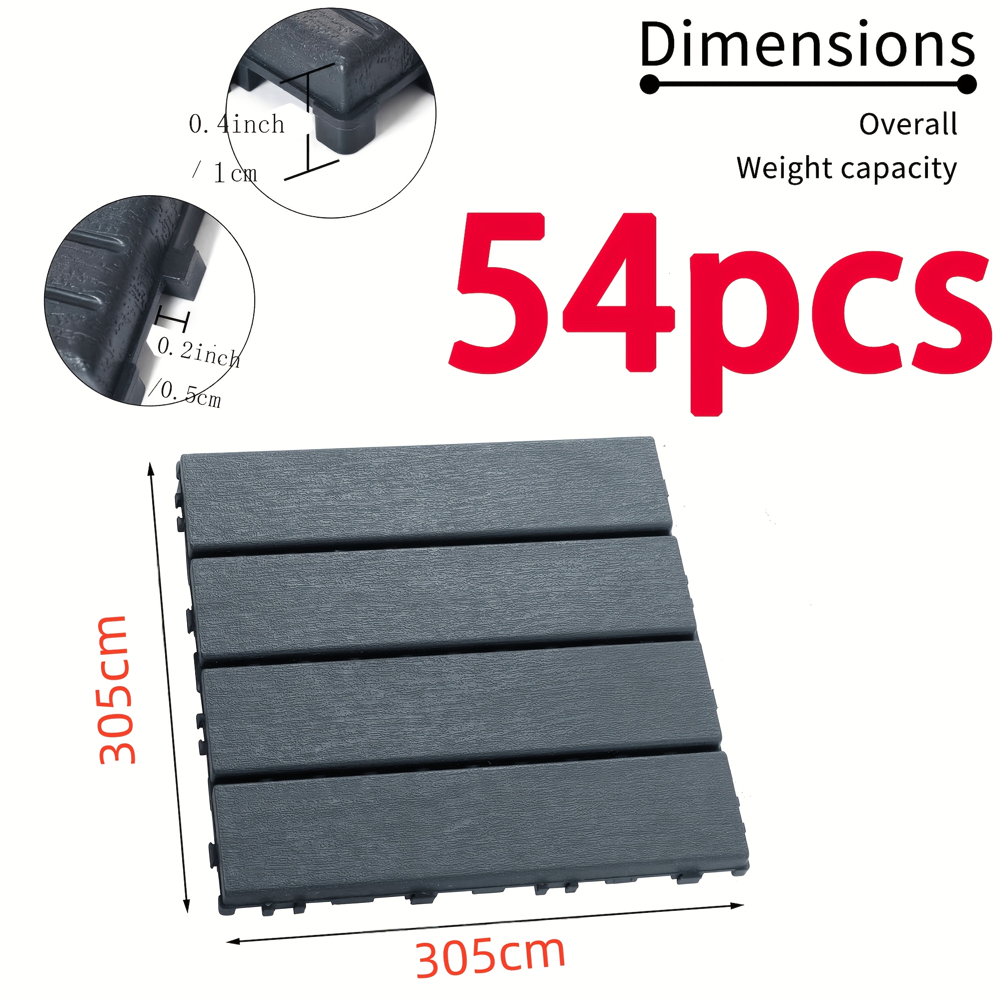 Plastic Interlocking Deck Tiles, 54 Pack Waterproof Patio Flooring Tiles For Outdoor Indoor Use - Ideal For Porch Poolside Balcony Backyard - And Sturdy Pp Material