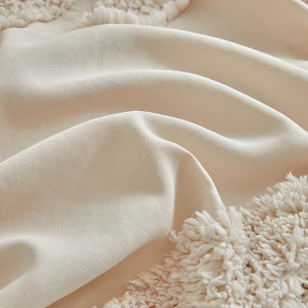 3D Leaf Pattern Duvet Cover Set 2/3pcs Set - High-Quality Tufted Craft, Distressed Style Washable Bedding, Soft Breathable Khaki Bedroom Decor, Multi-Size Available, All-Season Bedding