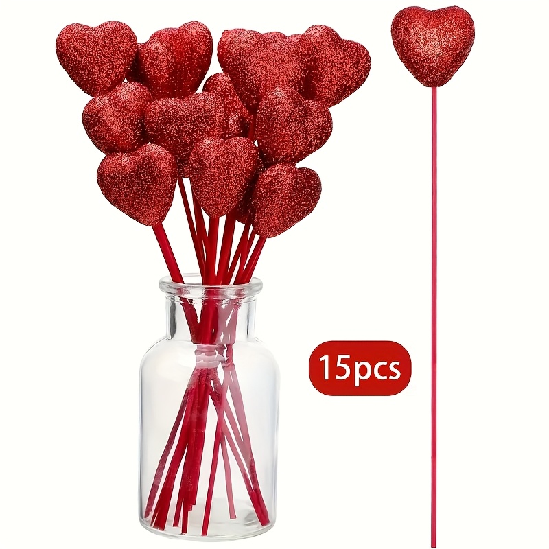 Image of 15pcs Of Shiny Foam Hearts , Valentine's Day Artificial , Perfect For Living Room, Bedroom, Balcony, Apartment, Hotel Decoration, Suitable For Valentine's Day, Wedding, Engagement, Anniversary Use.