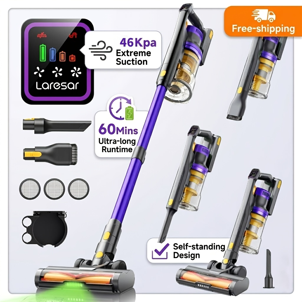 Image of Laresar X11 High- Wireless Vacuum Cleaner With Strong Of 46kpa, 60min Anti-tangling Floor Brush With , Suitable For Rooms, Bedrooms, And Curtains
