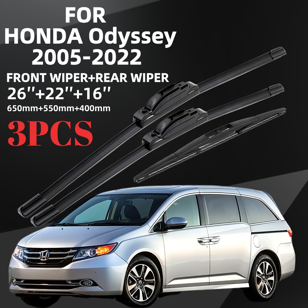 TEMU 3 Wiper Blade Replacements Suitable For 2005-2022 For Odyssey, Front And Rear Windshield Wipers - 26 Inches + 22 Inches + 16 Inches (3pcs Set)