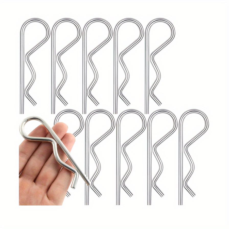 

4pcs R-pin, 304 Stainless Steel M4*75mm Patter Pin, R-shaped Pins, Spring Latch Open Pin Set, Opening Clips For Car Garden Tools