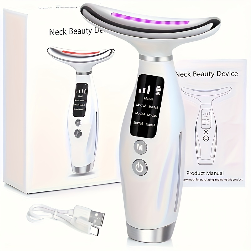item picture rechargeable facial neck skincare   7   usb charging vibrating heating massager   for home use ideal gift for women skincare routine enhancer   feature skincare tool beauty enthusiasts