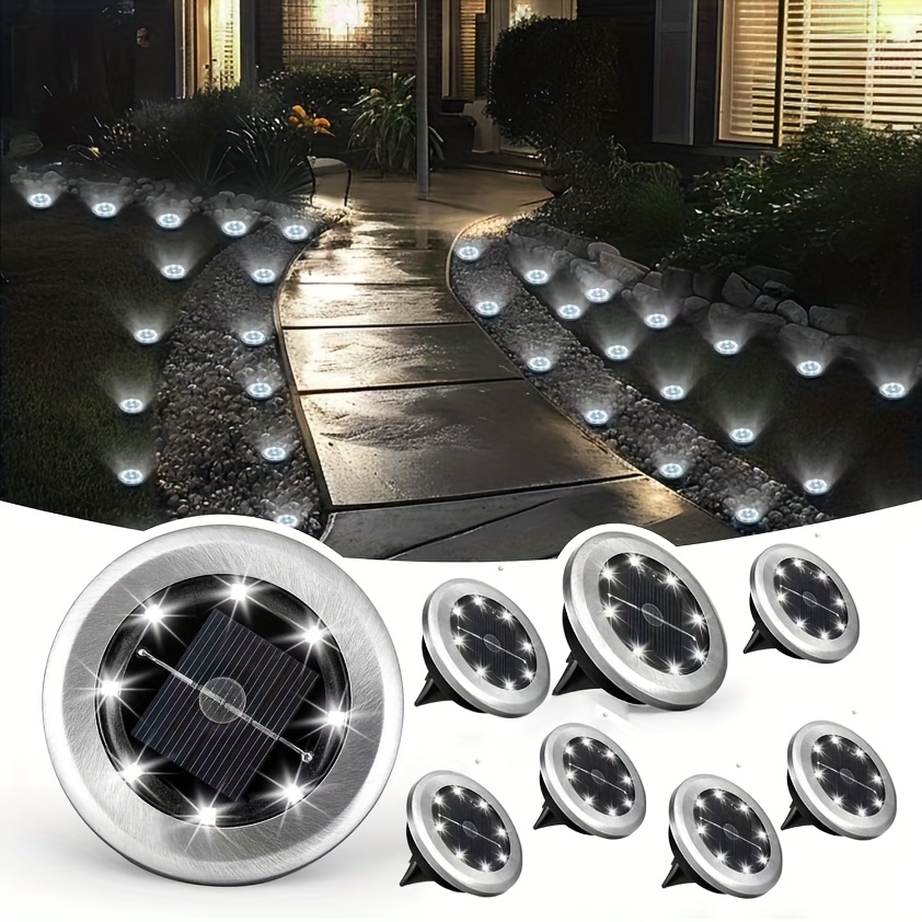TEMU 8 Ensembles de Lampes Solaire Intelligente, IP44 Étanches, Adaptées aux , Jardins, Étangs et Allées. Résistantes à la Chaleur et au Gel, avec