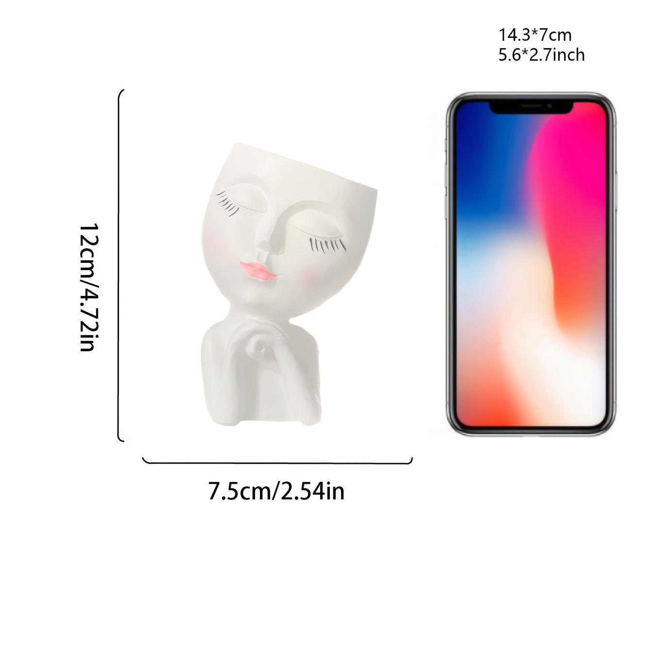 TEMU 1pc Face-shaped Resin Planter Suitable For Hanging Succulents, Lightweight /outdoor Hanging Or Pot With Painted, Modern Irregular Face For