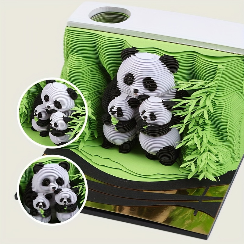 2026 Planner Uniek LOMUG 3D Notitieblok Kalender 2026 - Panda Design Met Houder | Afscheurkalender Voor Op Je Bureau Of Tafel Creatieve Bureau Kalender Panda