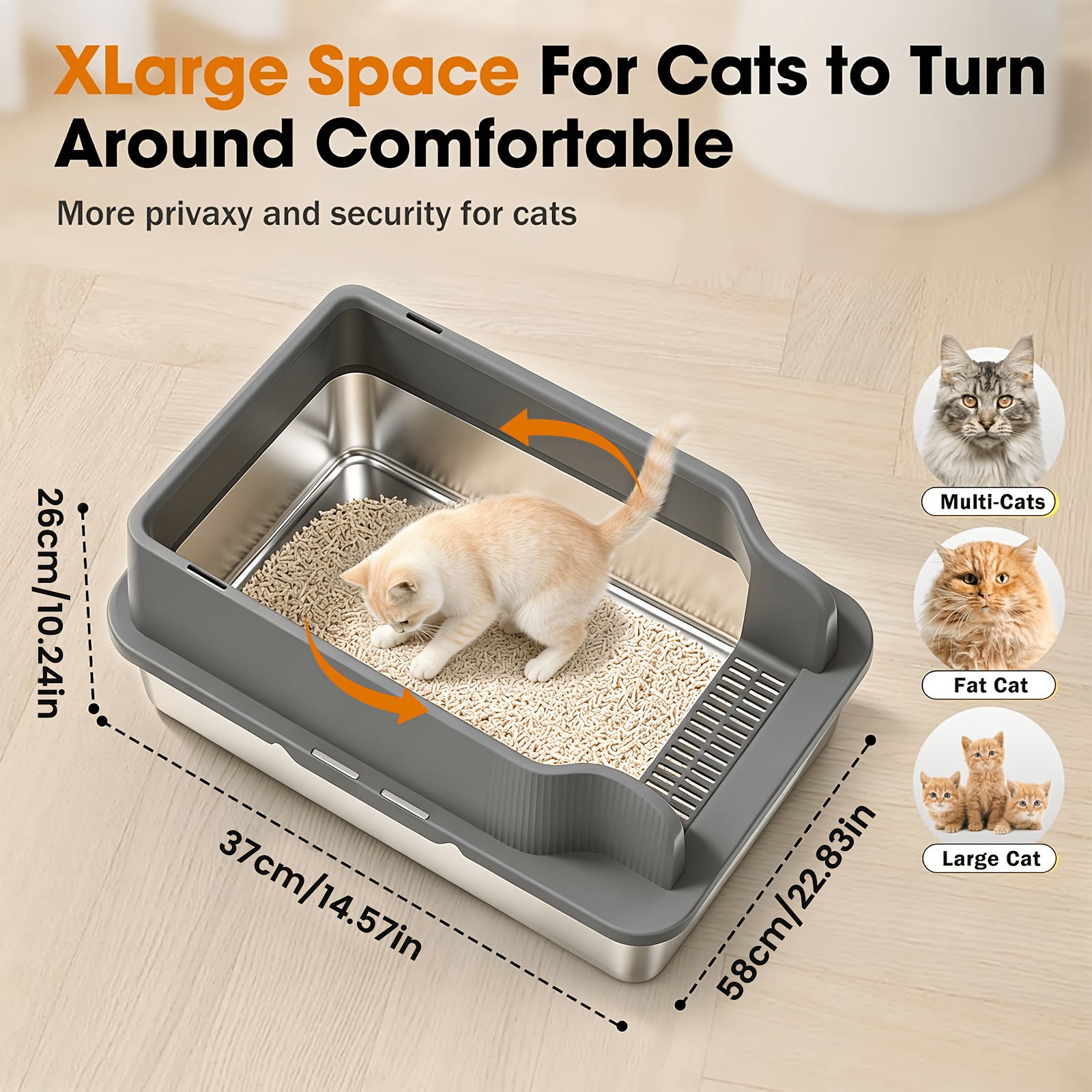 steel litter box sold on Temu United States