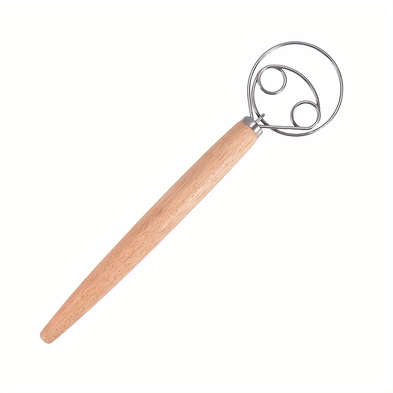 Image of Danish Whisk - Stainless Steel Sourdough Starter Kit Bread Whisk With Non-slip Wooden Handle - Bread, Pizza, Pastry Whisk Baking Supplies