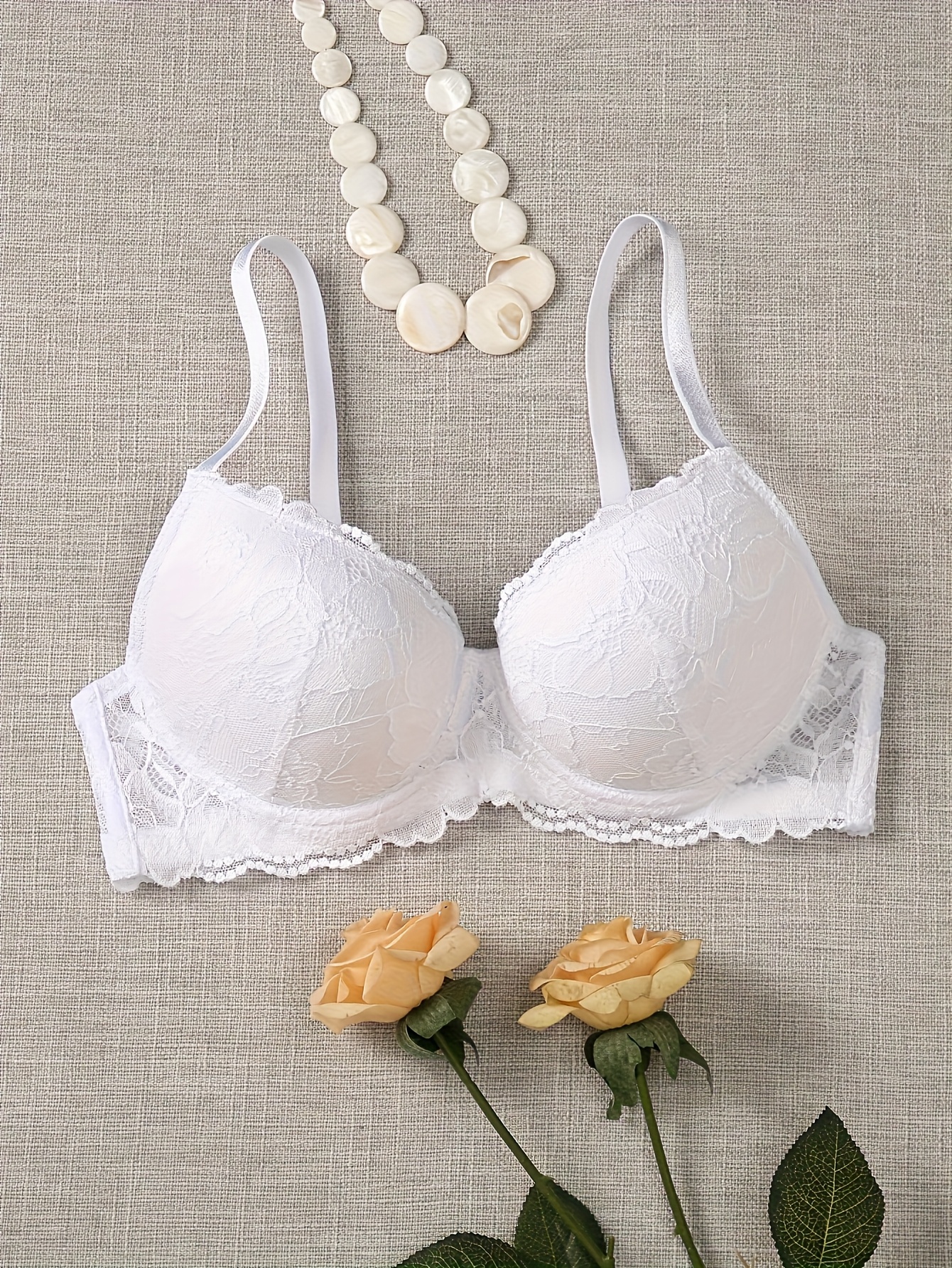 Women' Elegant Lace Push Up Bra with Underwire Support - Full-lace Cup & Non-removable Padding, Breathable Lift & Shape for Daily Wear, Lounge & Lingerie - Hand Washable Soft Bra for Sexy Comfortable Fit