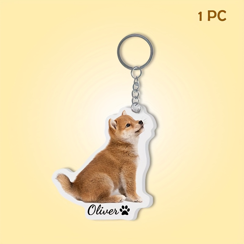 TEMU 2d Flat Custom Pet Acrylic Keychain Picture + Text Custom Image Personalized Pet Keychain Exquisite Gift For Pets