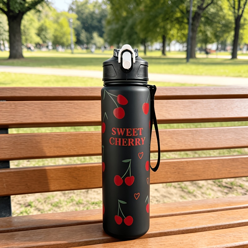 TEMU Vaso de agua con estampado de de 750ML con y cordón, abatible portátil, operación con , ideal para deportes al , fitness y camping