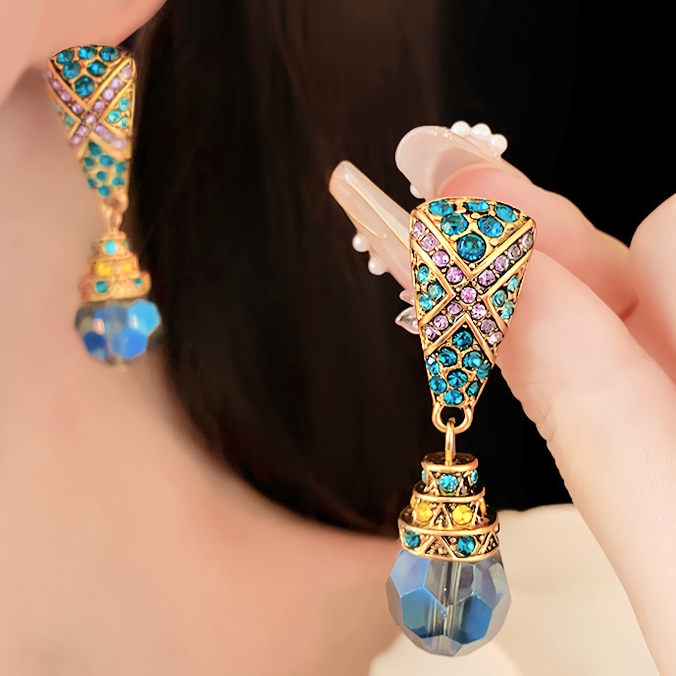 Image of 1 Pair Of European And American Fashionable Medieval Style Decorative Drop Earrings, Suitable For Women' Wear, Gifts, And Jewelry Accessories