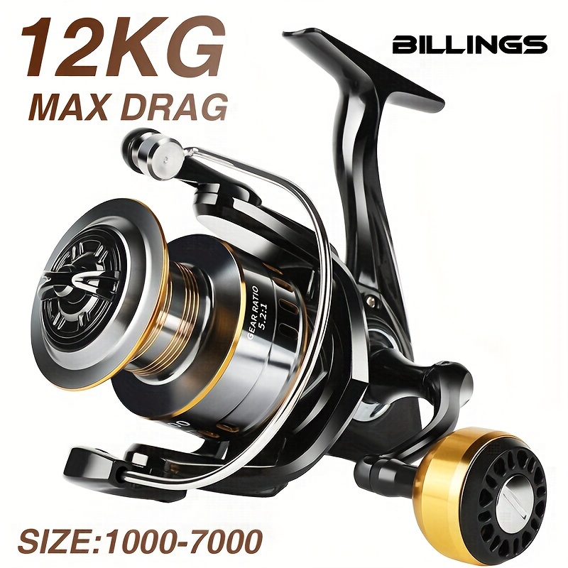 

Billings - Spinning Fishing Reel, 5.2:1 Gear Ratio, 26lb Max Drag, Metal Spool, Metal Rocker Arm, Smooth And Sensitive, Fishing Reel For Freshwater Saltwater