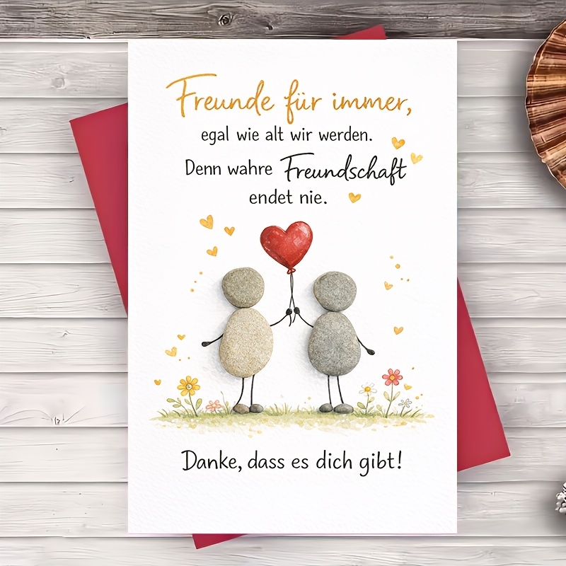 Image of 1 Envelope And 1 Greeting Cardfriendship Forever Greeting Card With Heart Balloon Cute For Best Friend Thank You Birthday Anniversary Gift Greeting Card