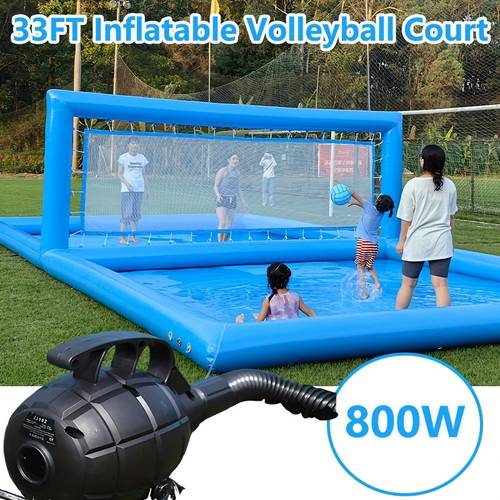 33ft inflatable water volleyball pool inflatable volleyball court for adults with net with fast 800 pump durable pvc material for beach backyard outdoor games summer party blue