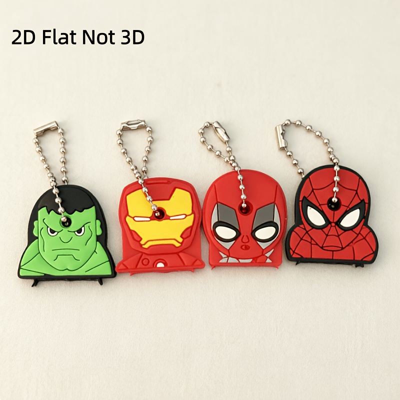 E-shop 4-teiliges Marvel Schlüsselanhänger-Set, stilvoller Auto-Schlüsselanhänger, dekorativer Anhänger für , Schlüsselschutzkappen, enthält , Hulk,
