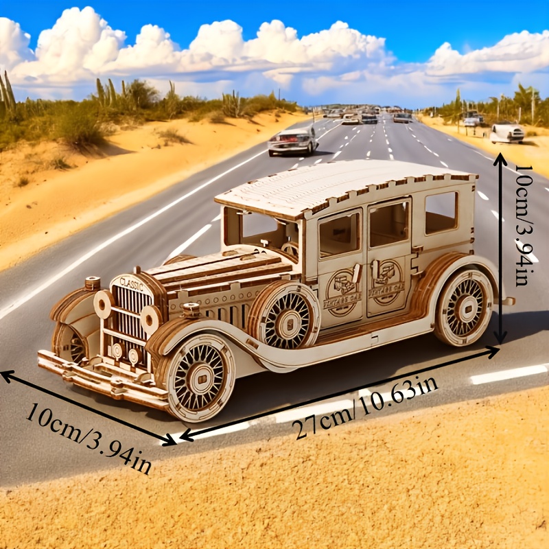 3D Wooden Mechanical Well Vintage Car & Beach Themed Motorcycle Puzzle Set
