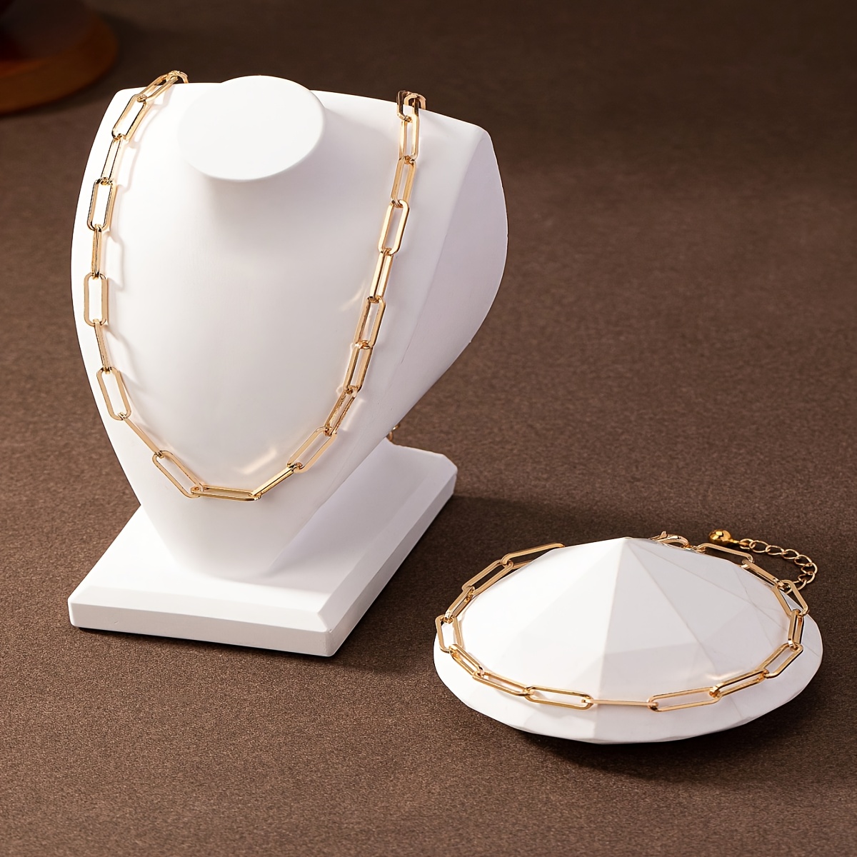 

1 Set Of Fashionable, Light Luxury, High-end Simple Chain Necklace Bracelet