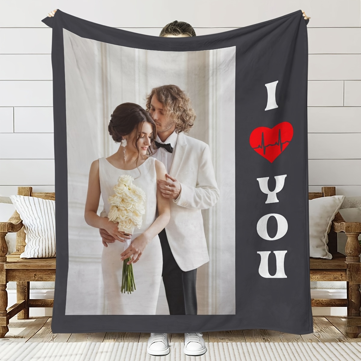 Personalized Custom Photo Flannel Blanket, Valentine's Gift