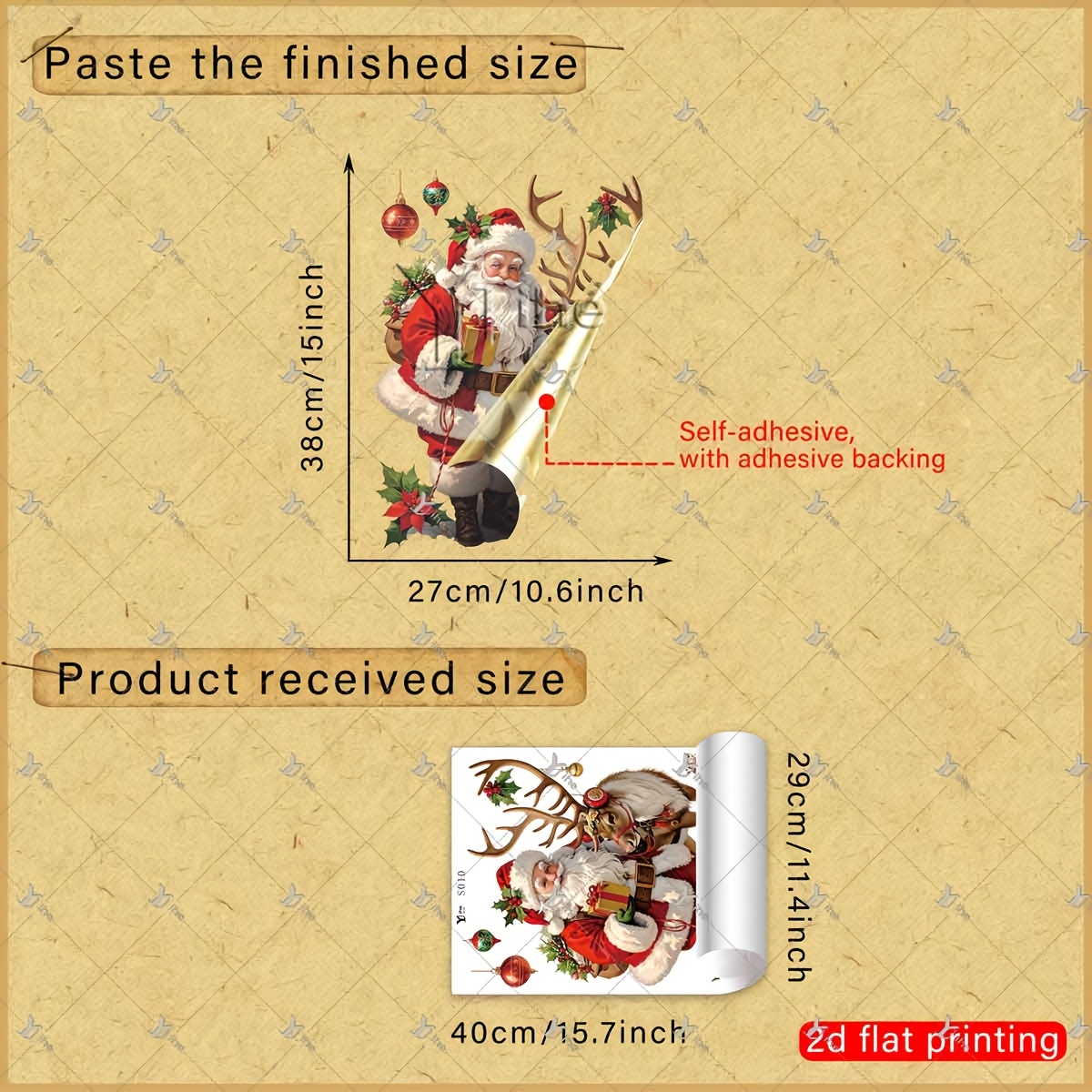 TEMU 2d Flat, 2d Flat Static Window Decals With Santa Claus, Reindeer, Holly And Snowmen, Static Cling, Residue-free And Reusable Glass Stickers For